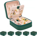 Travel Jewelry Case with Mirror - Compact Green Organizer Box