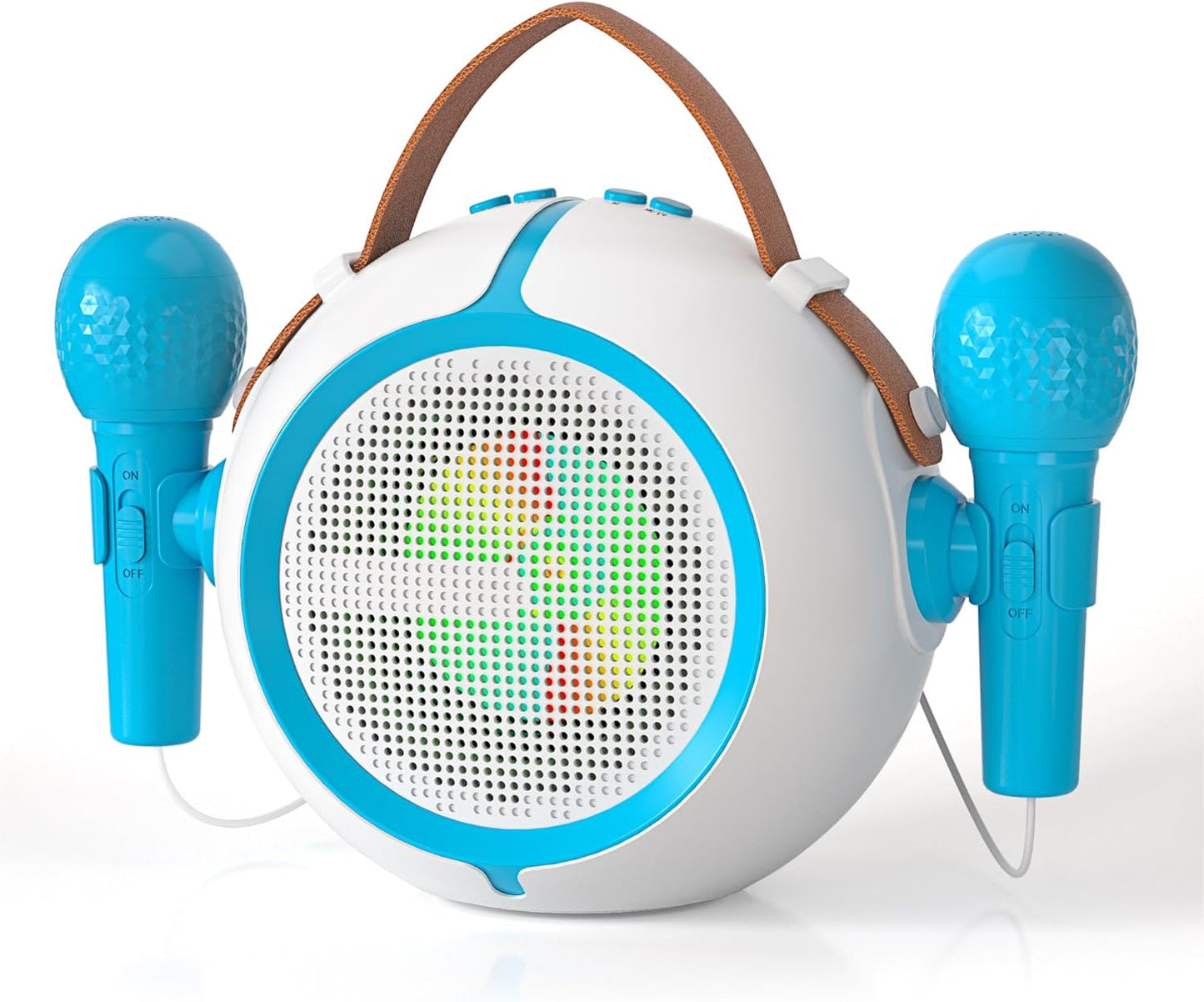 Portable Karaoke Machine for Kids - Double Mic, LED Lights, FM Radio - JUNGLE MONSTER