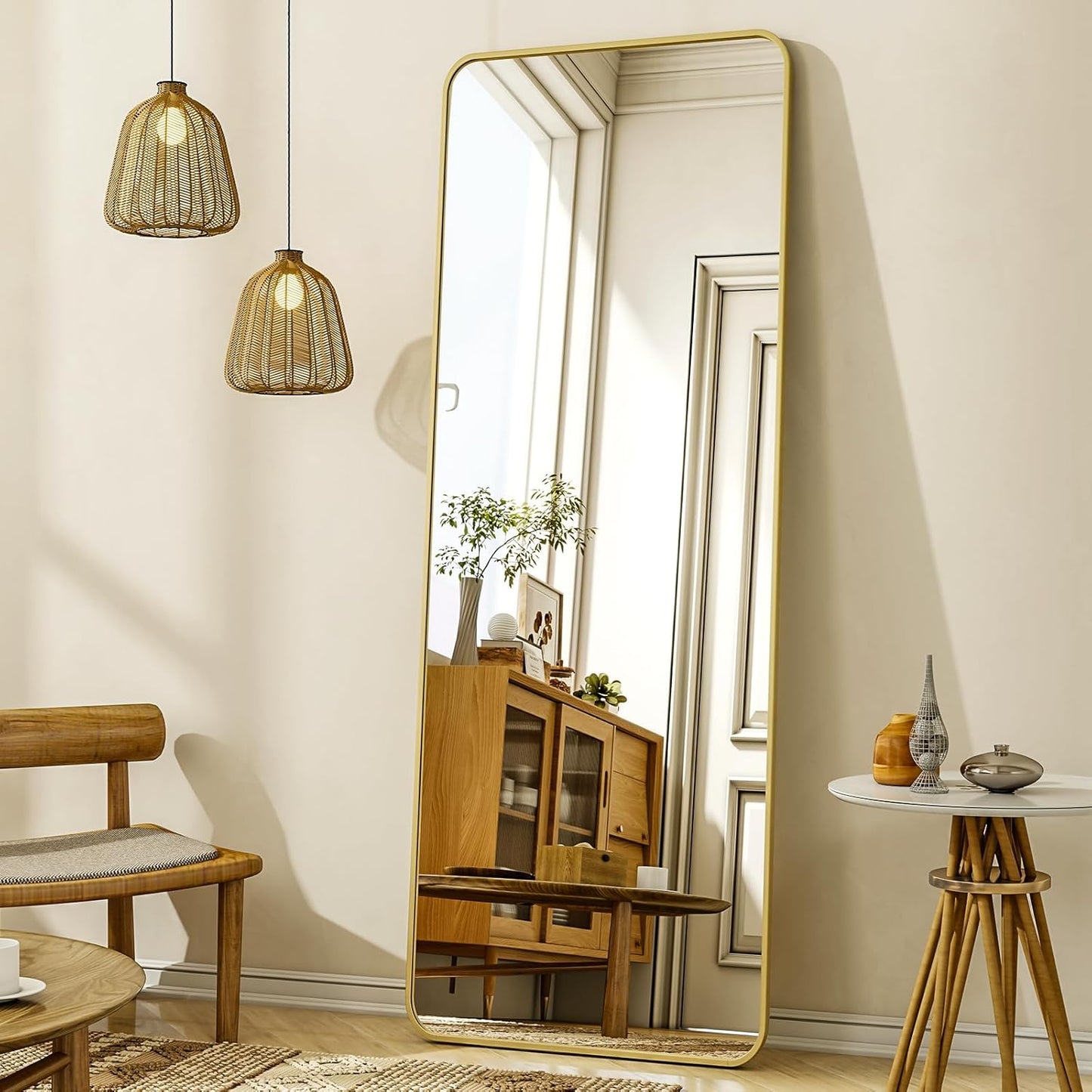 XRAMFY 56inx21in Full Length Mirror with Rounded Corners