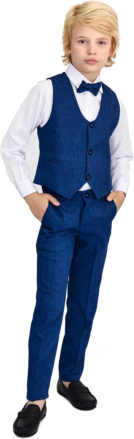 Lilax Boys Formal Suit 4 Piece Vest Pants and Tie Dresswear Set