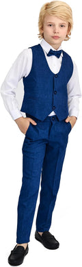 Lilax Boys Formal Suit 4 Piece Vest Pants and Tie Set - Smart Event