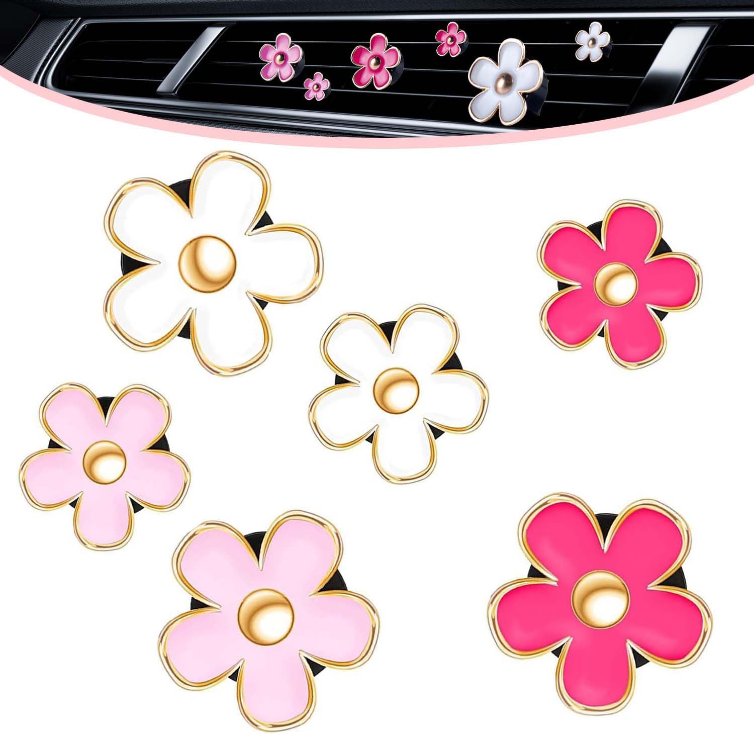 Daisy Flower Car Air Vent Clips - 6 PCS