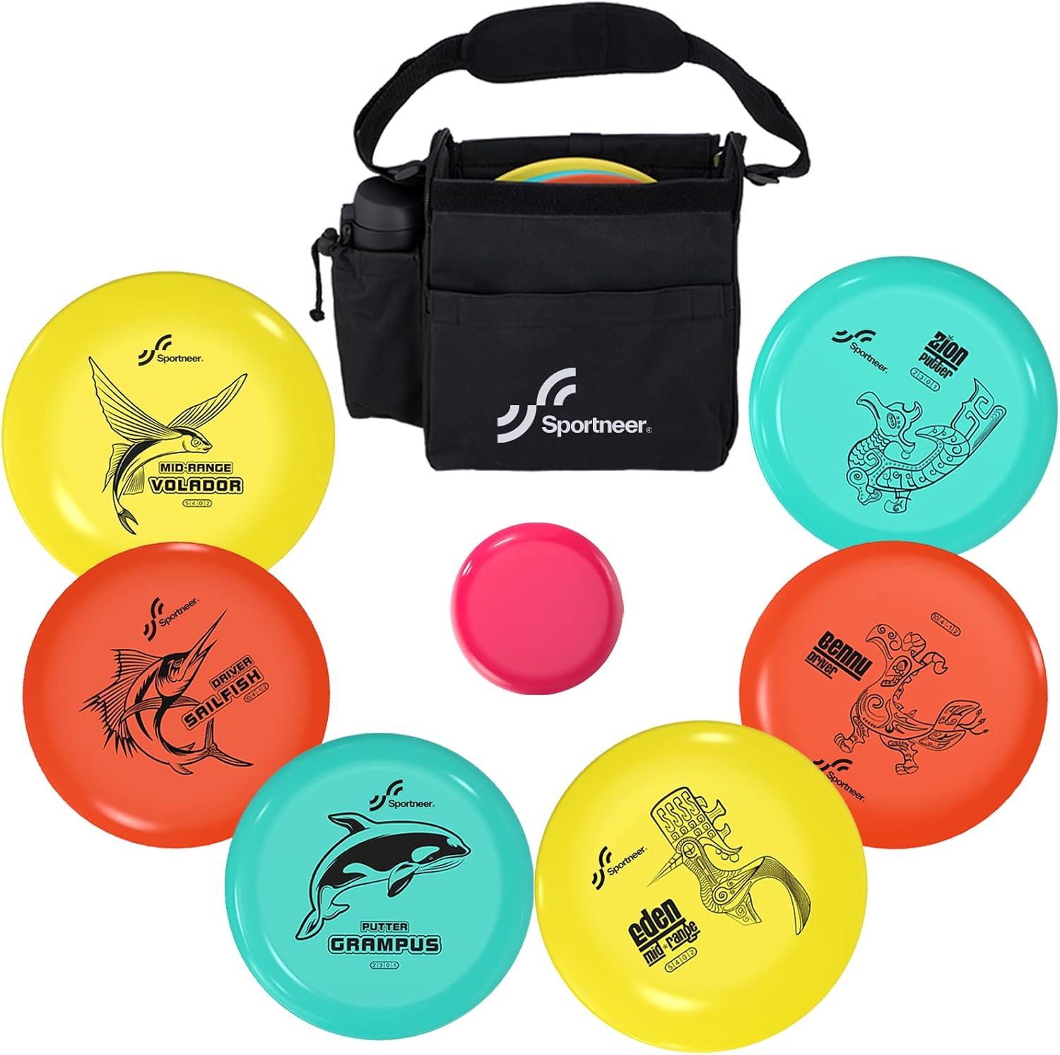 Sportneer Disc Golf Set - Beginner's 6-Pack with Carry Bag