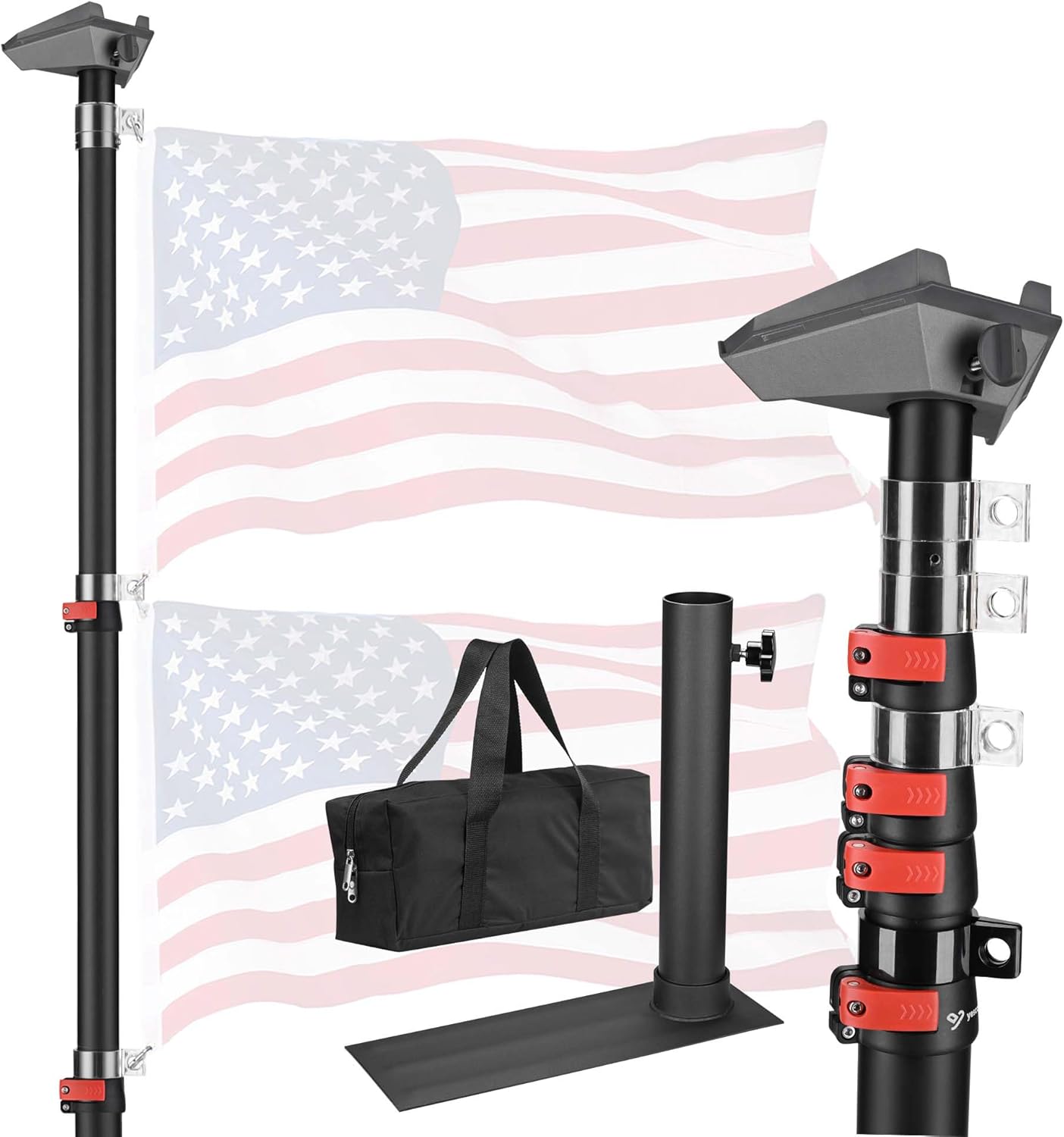 14ft Telescopic Flag Pole Kit for Outdoor Tailgate Parties