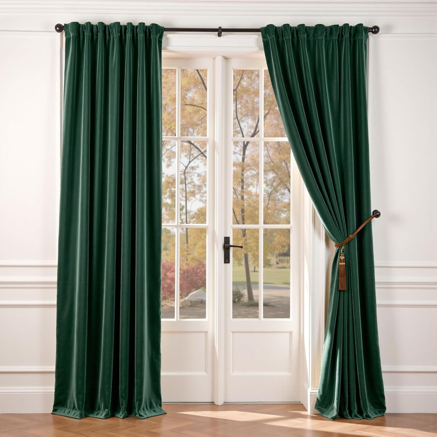 Lazzzy Velvet Curtains Emerald Green Blackout Drapes for Luxury
