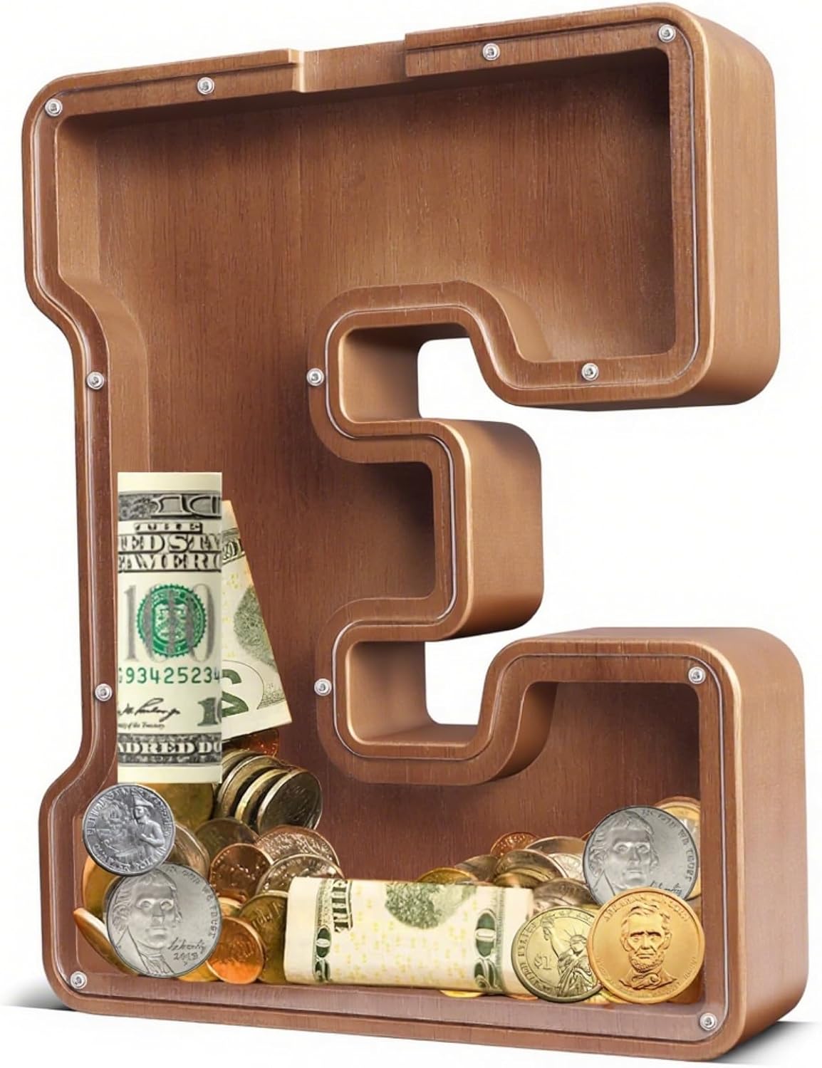 UBeesize 12in Extra Large Wooden Piggy Bank for Kids Gifts