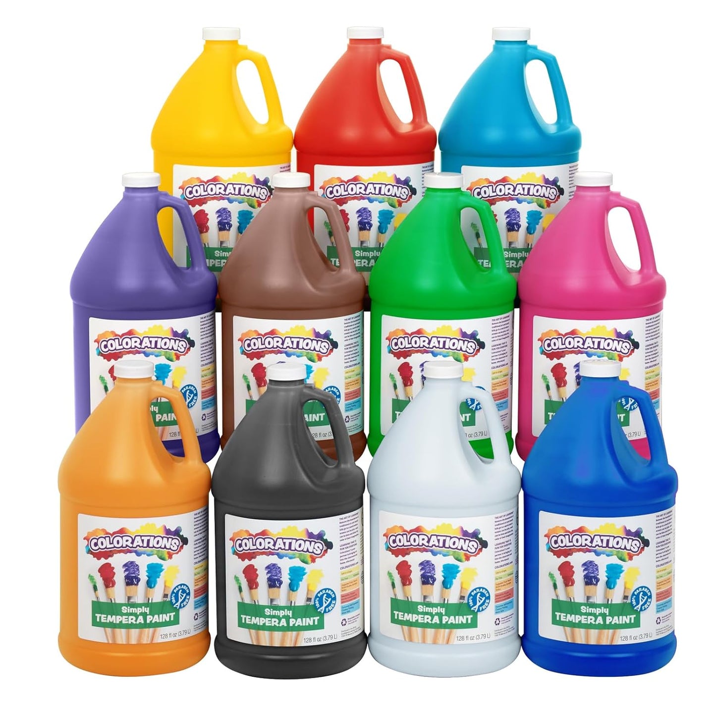 Colorations Simply Tempera Paint Set of 11 Gallons for Kids