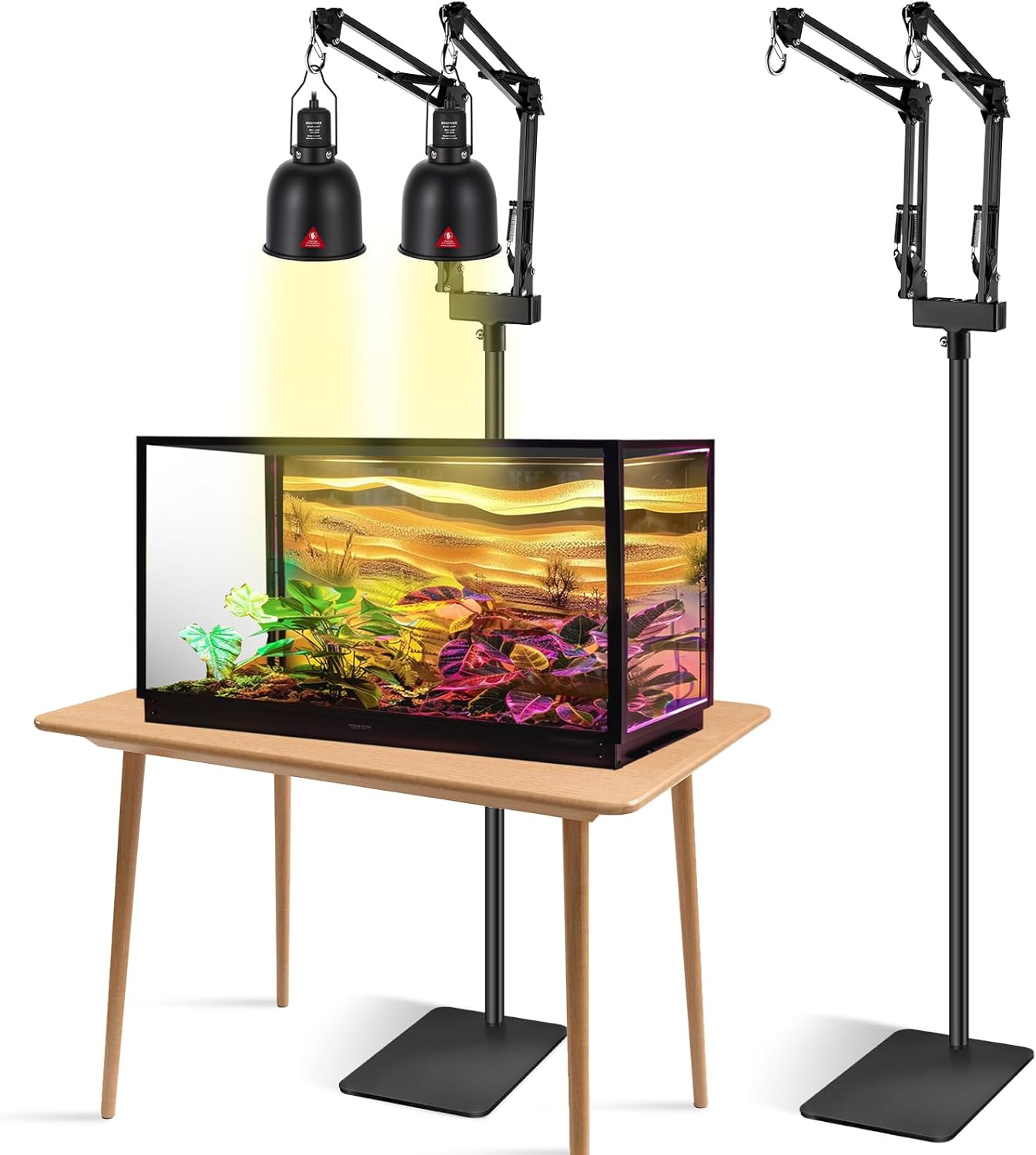 DXOPHIEX Dual Reptile Lamp Stand for Flexible Lighting Needs