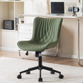 YOUNIKE Armless Desk Chair, Modern PU Leather, Dark Green