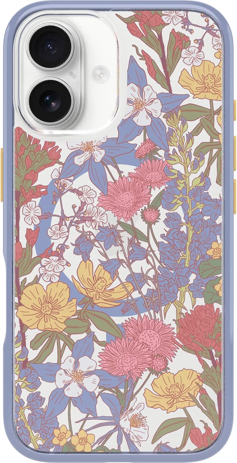 OtterBox iPhone 16 Symmetry Series Clear Case - Floral Purple Style
