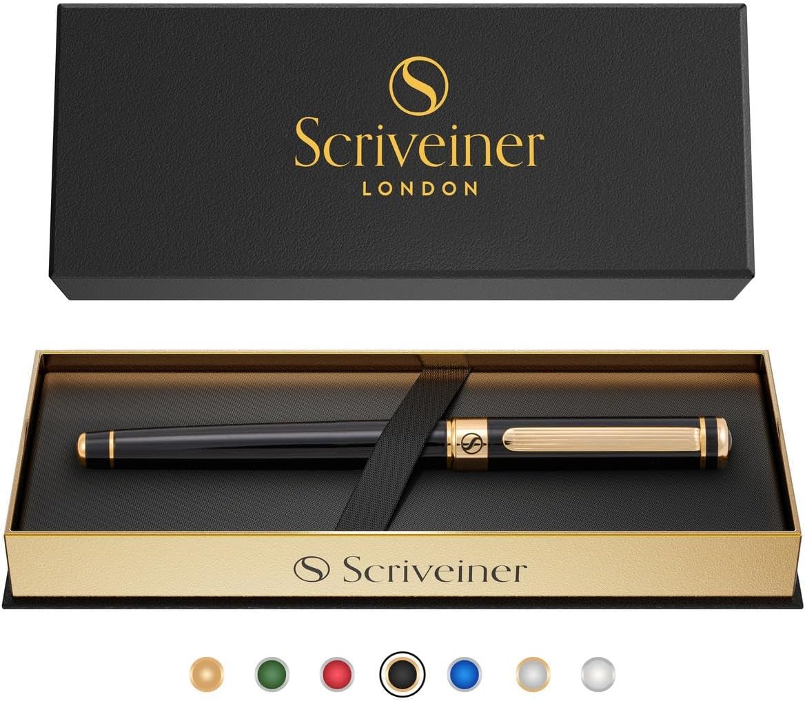 Scriveiner Black Lacquer Rollerball Pen - Luxury Writing Tool