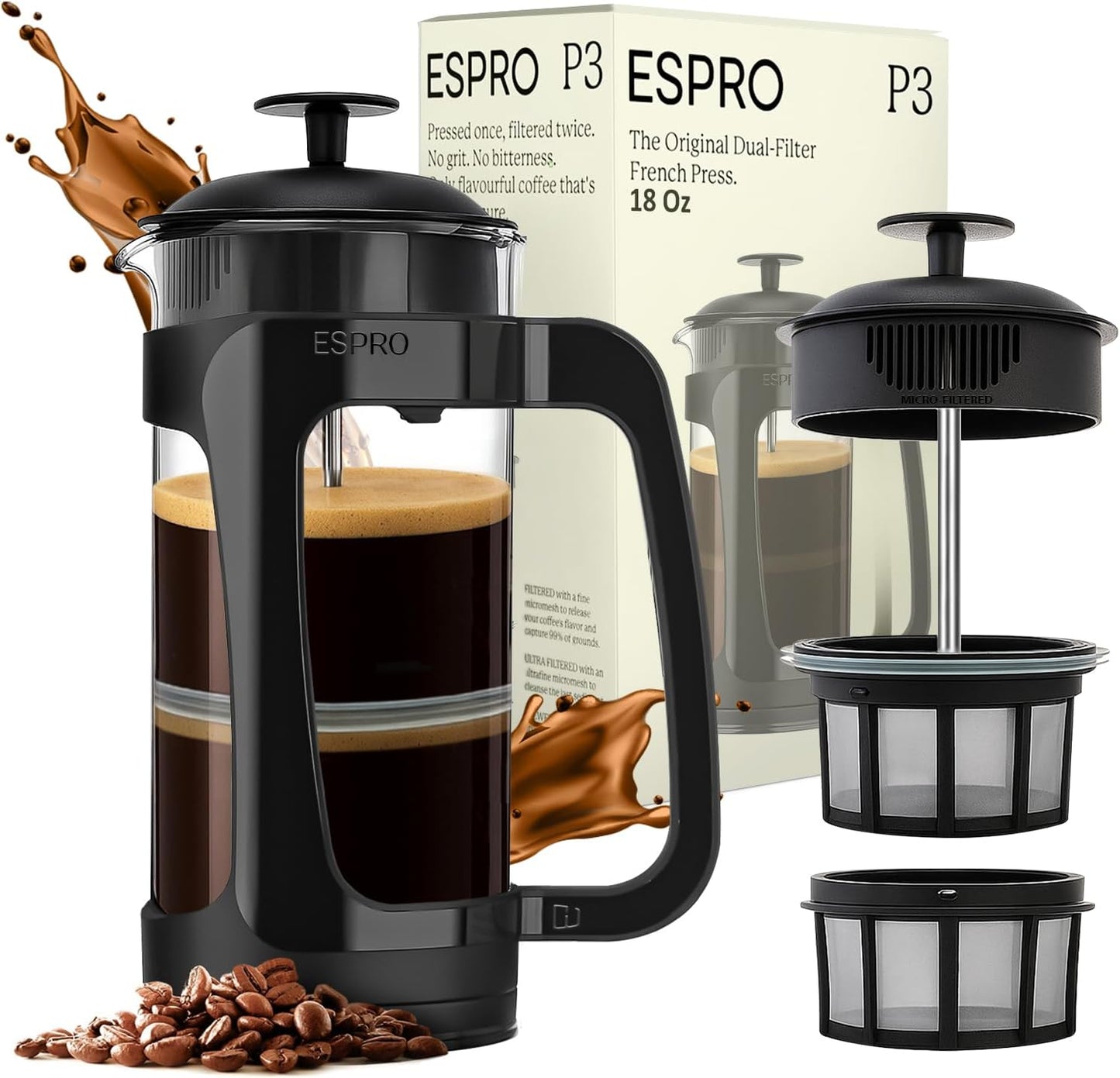 ESPRO P3 French Press Coffee Maker for Grit-Free Brew