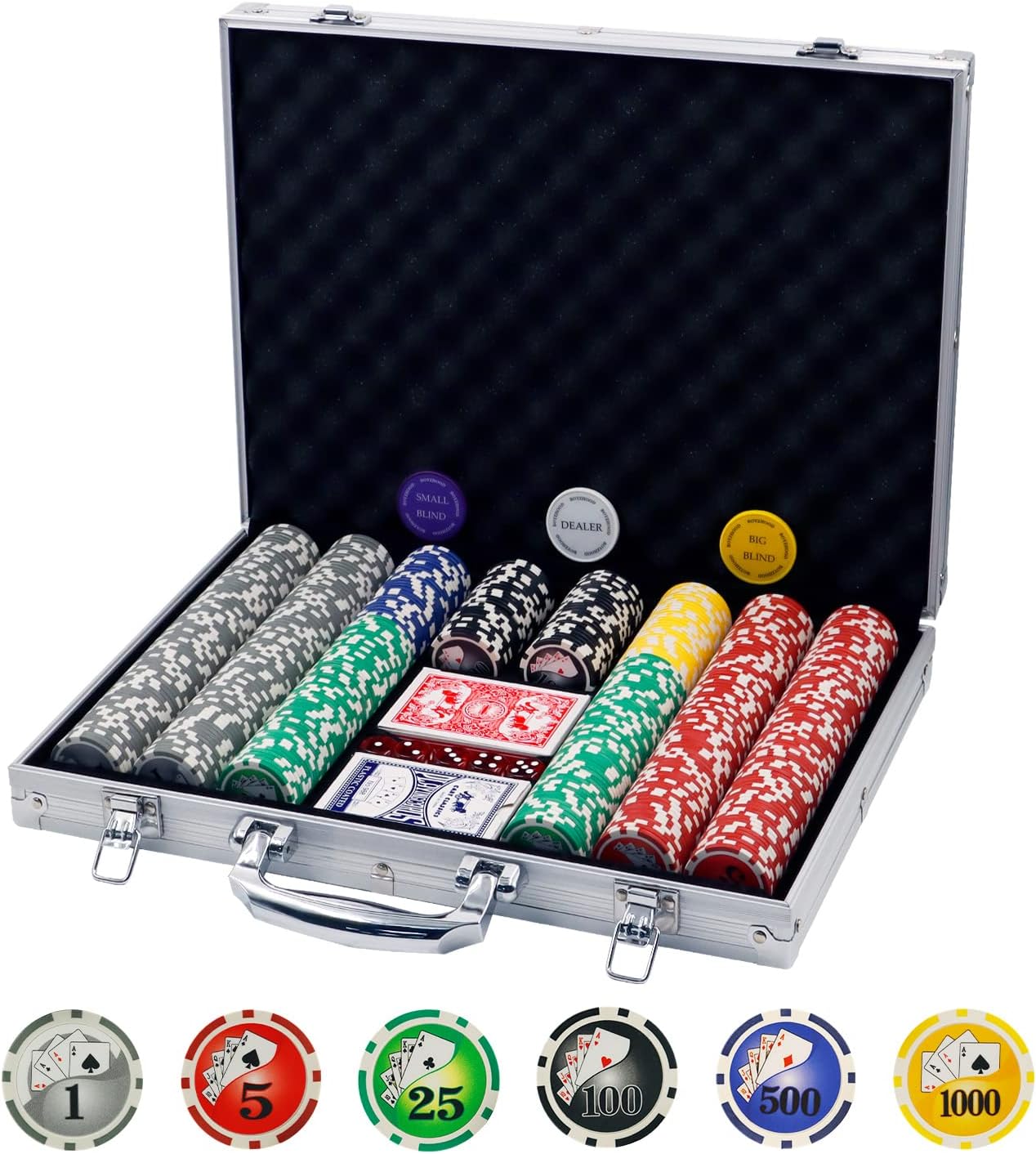 Boyzhood Poker Chips Set with Aluminum Case for Gambling Fun