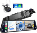 Smart Mirror Dash Cam with CarPlay & Android Auto - 10in 2.5K Dual