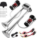 Dual Trumpet Metal Air Horn Kit for Truck - 150dB Loud