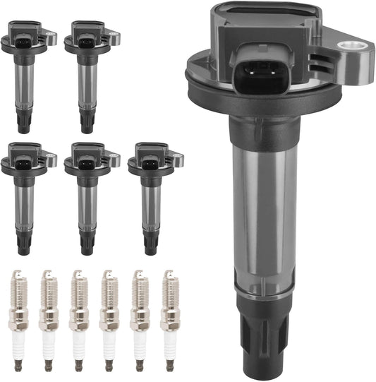 HYR Set of 6 Ignition Coil Pack and Iridium Spark Plugs for Ford