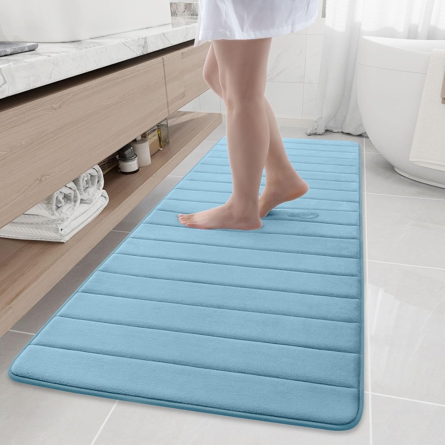 Buganda Memory Foam Bath Mat, Ultra Soft Non-Slip Rug 70in x 24