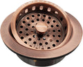 3-1/2ft Post Style Large Kitchen Sink Basket Strainer - Solid Brass