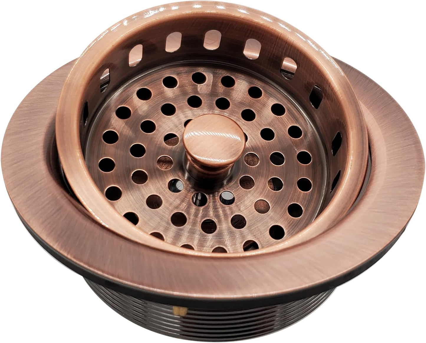 Post Style Large Kitchen Sink Basket Strainer in Antique Copper