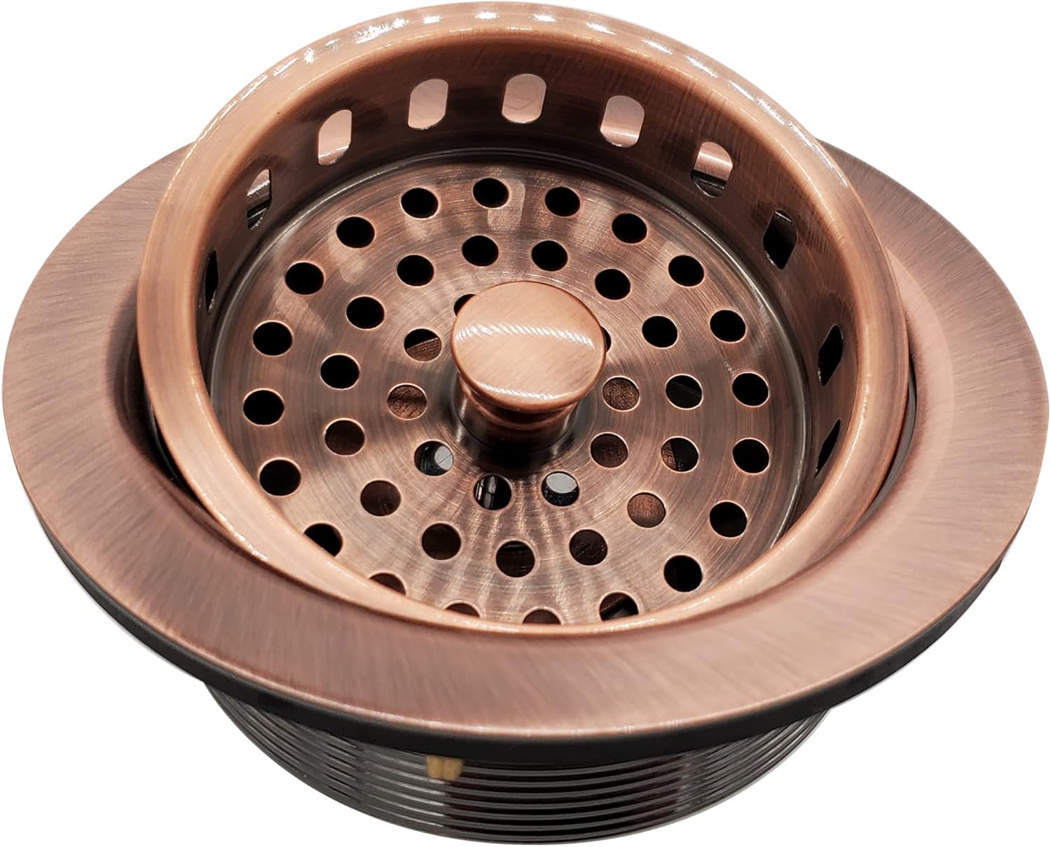 Post Style Large Kitchen Sink Basket Strainer in Antique Copper