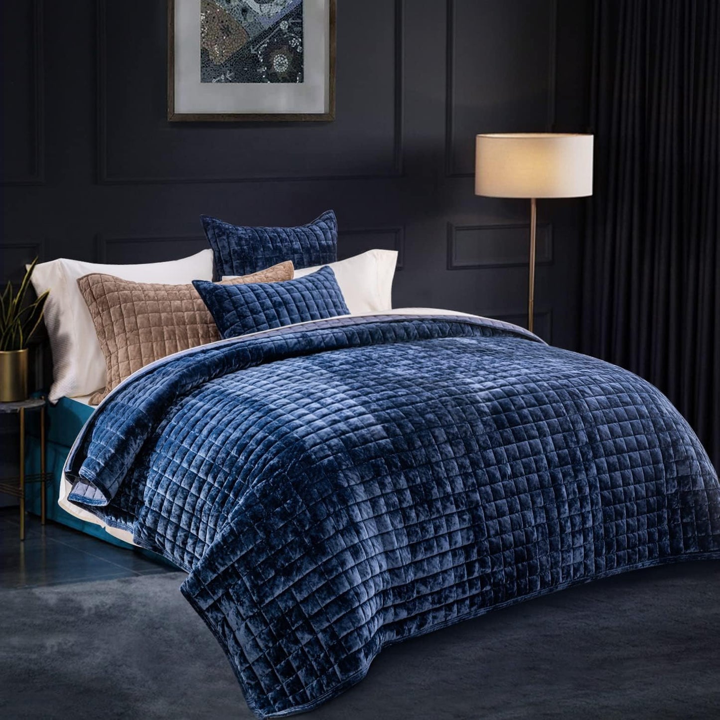 Luxury Velvet Quilt Set Twin XL Size for All Season Comfort