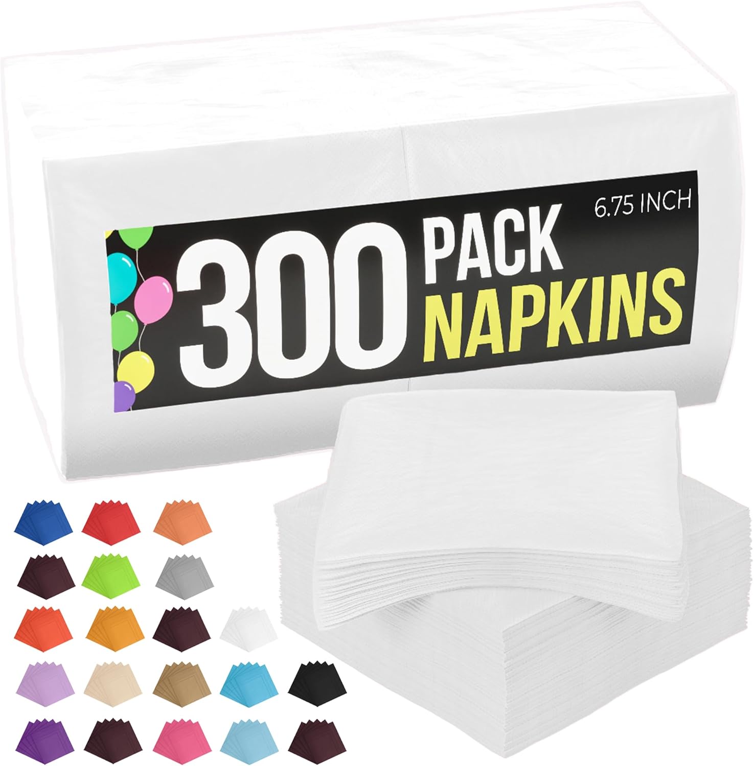 White Dinner Napkins - 2 Ply, 300 Pack for Every Occasion