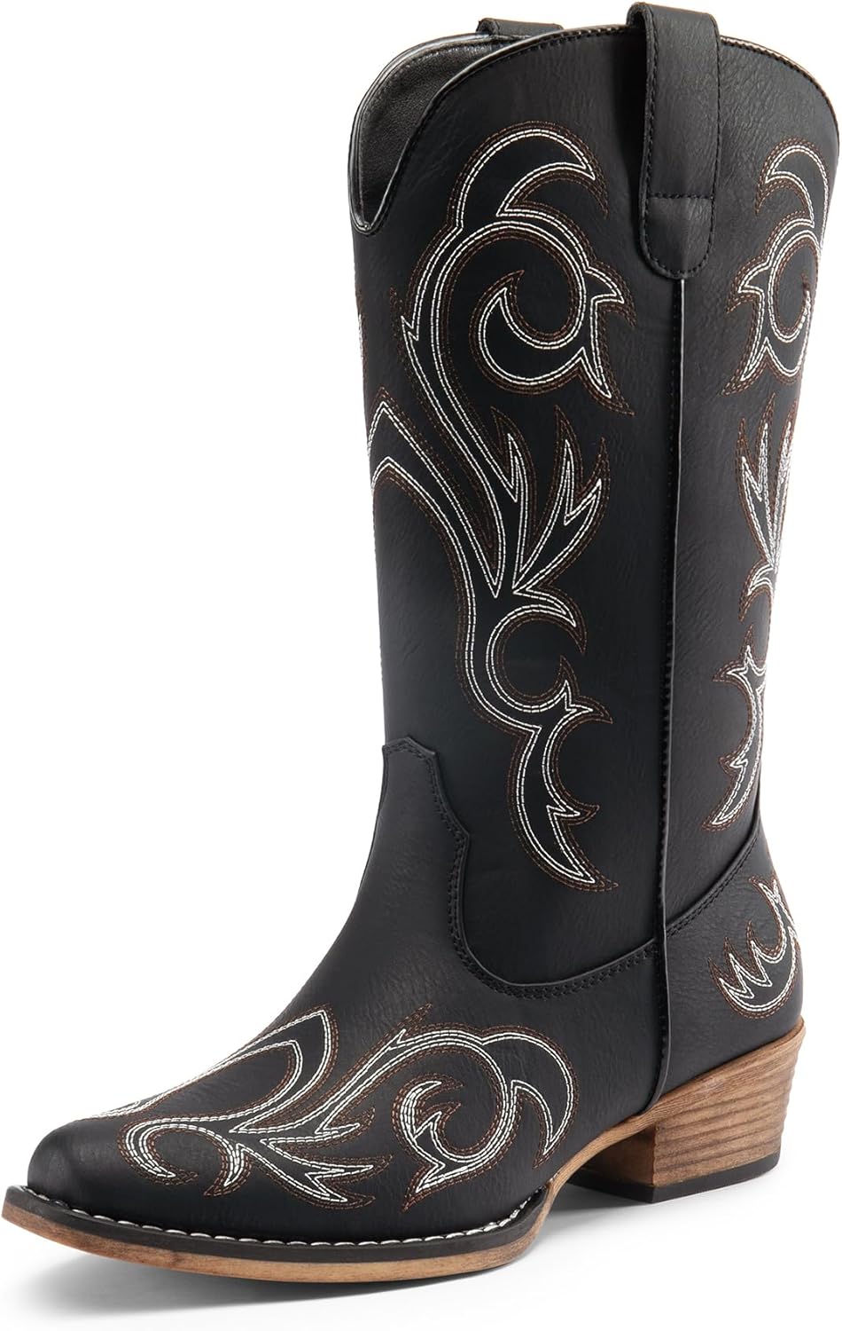 DREAM PAIRS Women's Cowboy Boots with Stylish Square Toe Design