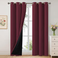 Burgundy 100% Blackout Curtains for Bedroom and Living Room