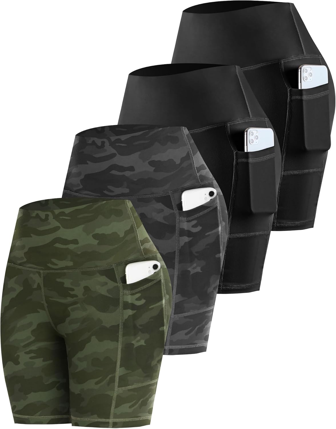High Waisted Biker Yoga Shorts with Pockets for Women