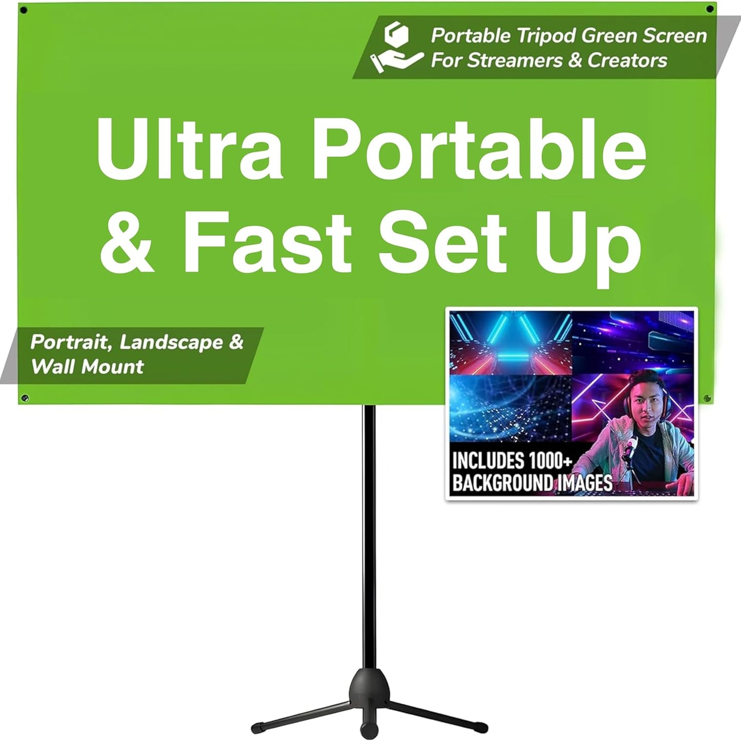 Valera 90in Green Screen Backdrop for Streaming & Video Calls