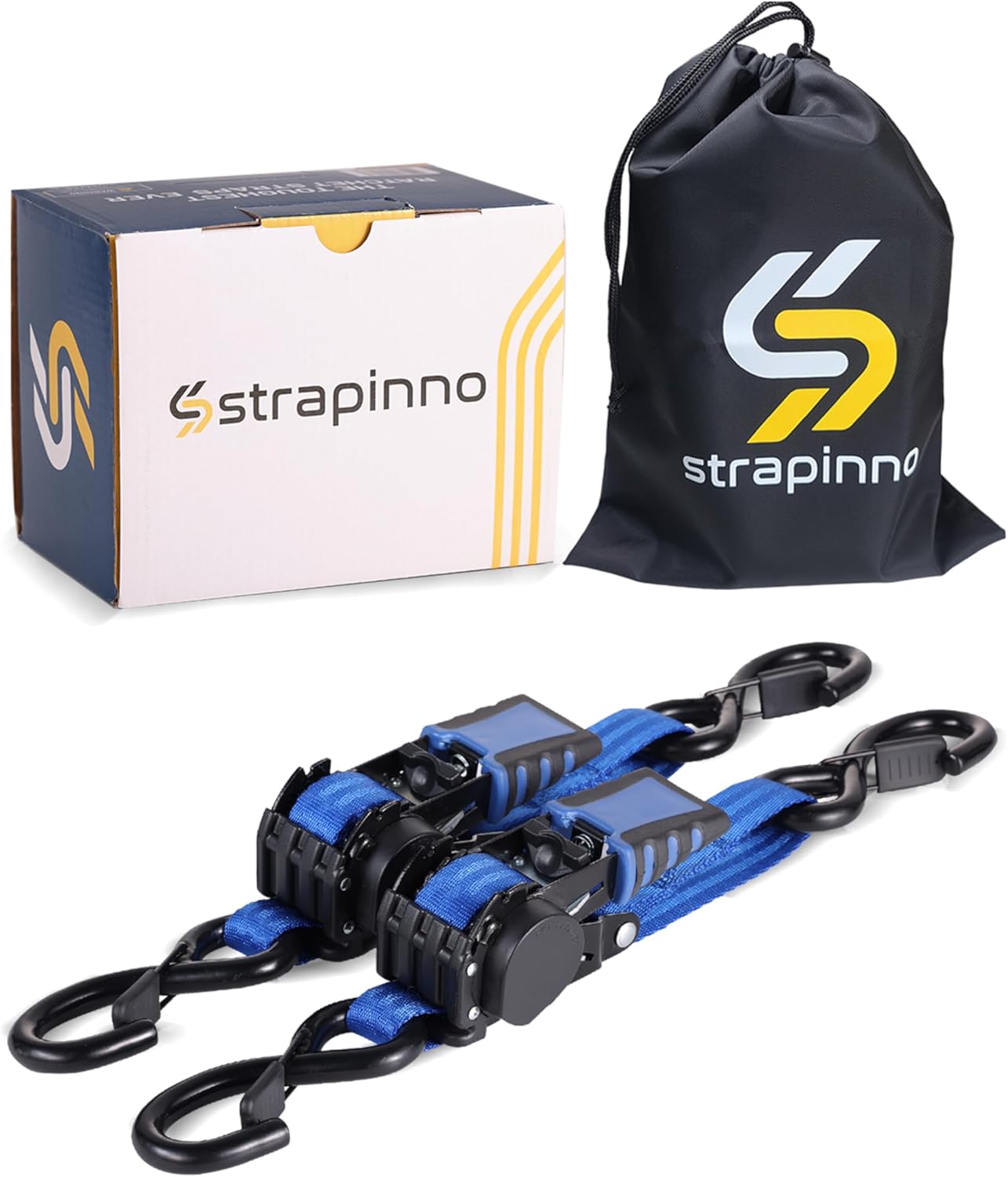 Strapinno Retractable Ratchet Straps for Heavy Duty Boat Use