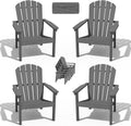 Stackable Adirondack Chair Set of 4 - Space Saving HDPE Patio Chairs