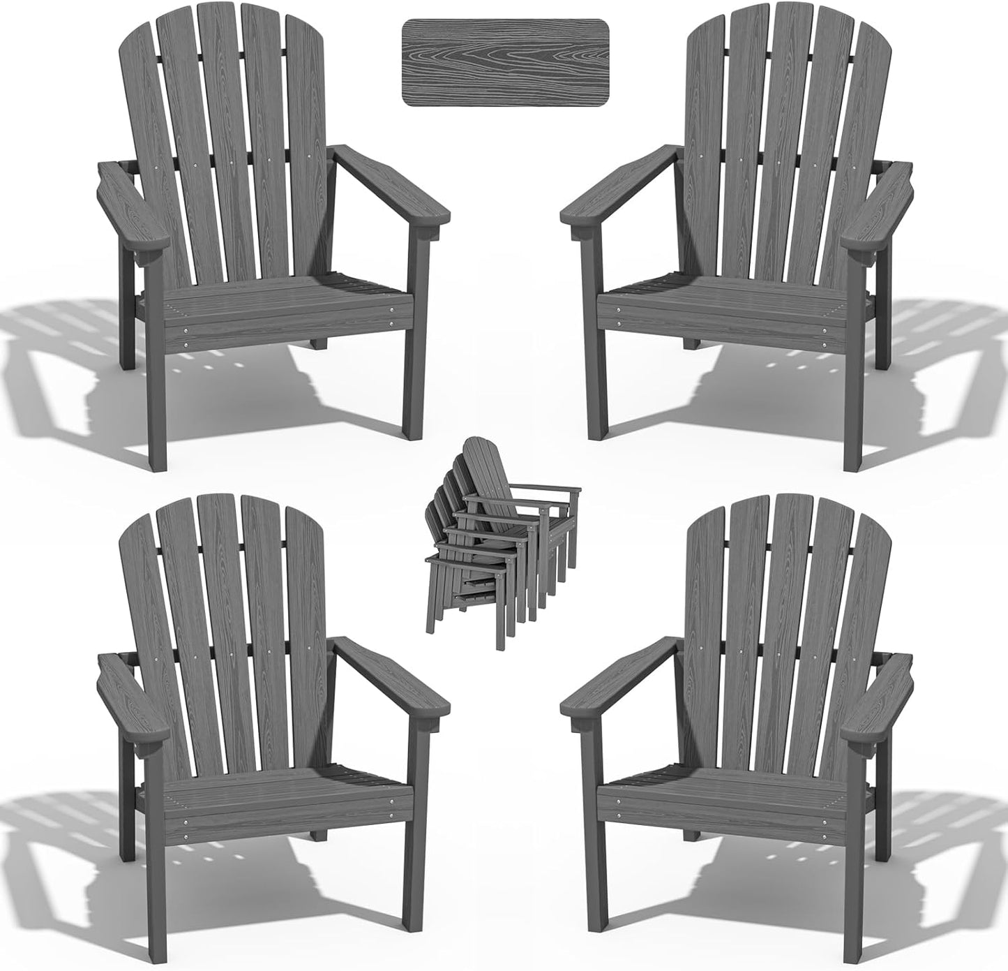 Stackable Adirondack Chair Set of 4 for Outdoor Spaces