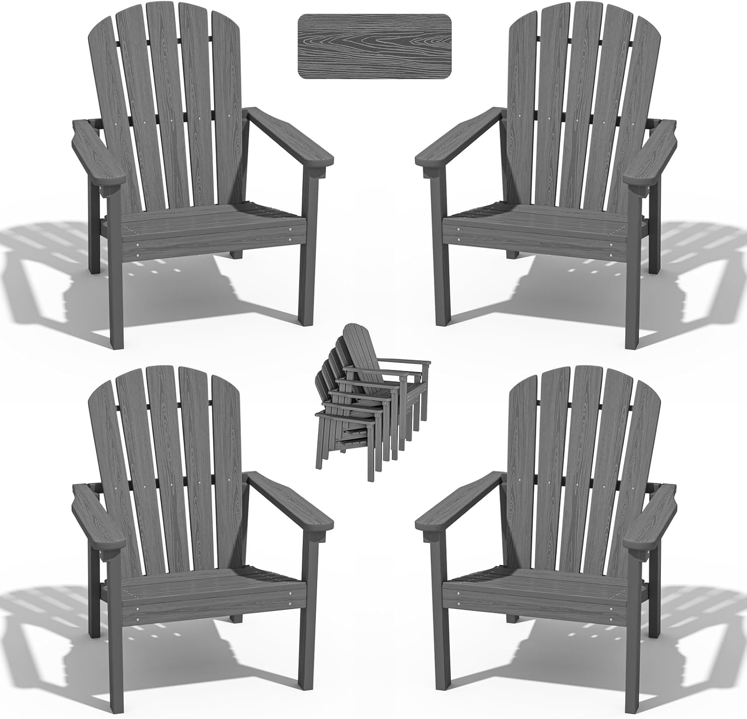 Stackable Adirondack Chair Set of 4 for Outdoor Spaces