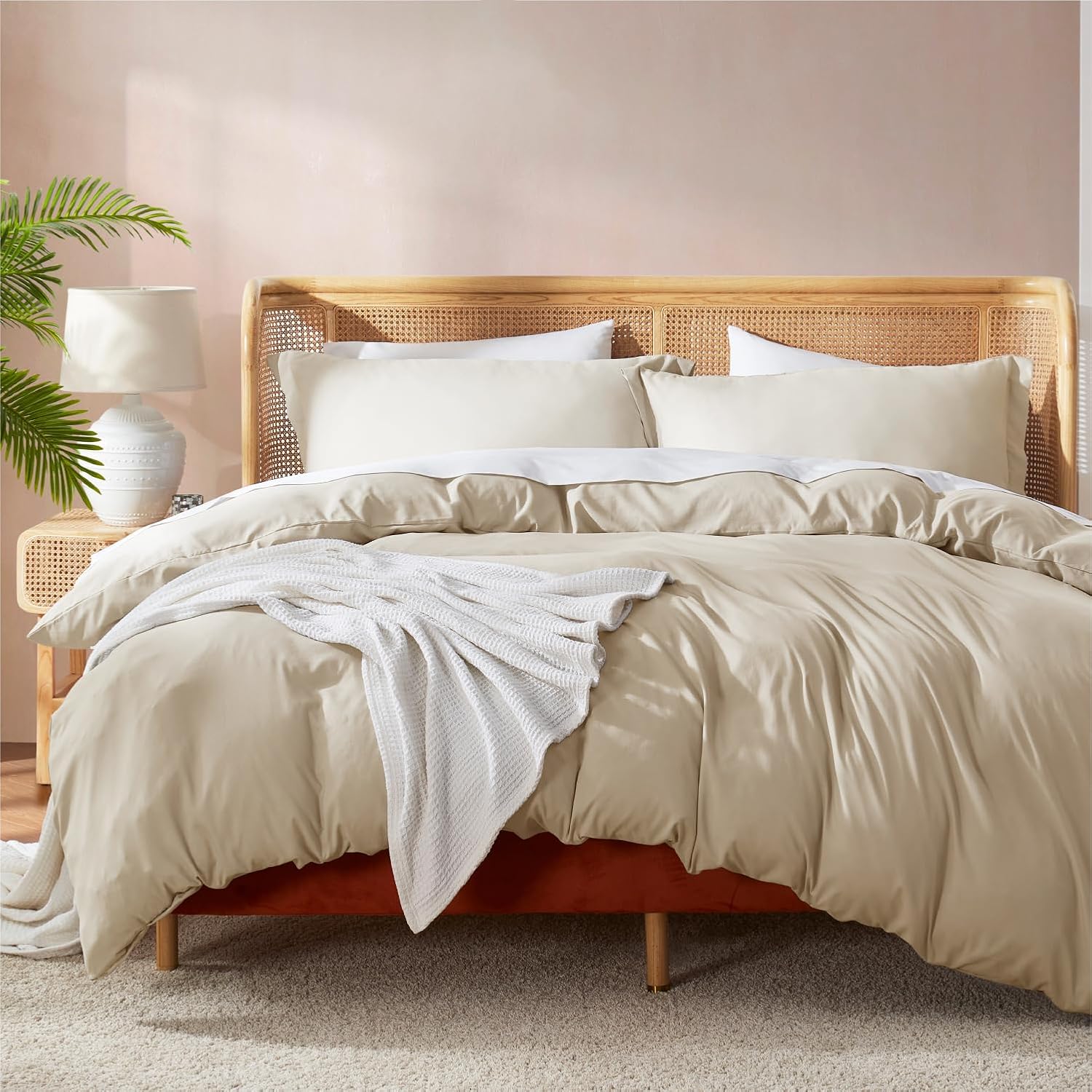 Nestl Beige Cream Duvet Cover Set for Queen Size Bedding