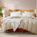 Nestl Beige Cream Duvet Cover King Size - Soft Double Brushed