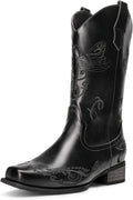 Women's Square Toe Cowboy Cowgirl Boots - Comfortable Mid Calf Style