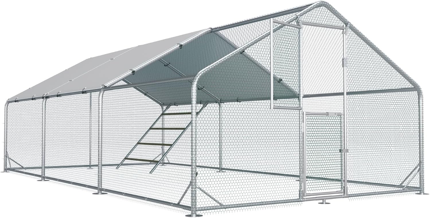Large Chicken Coop with Feeding Door for 20-30 Chickens