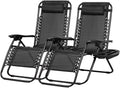 Black Steel Mesh Zero Gravity Recliners Set of 2 - Adjustable Patio
