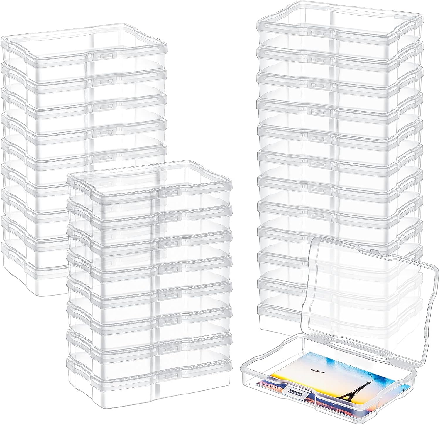 Geelin 30 Pcs Clear Photo Storage Boxes for 4x6 Pictures