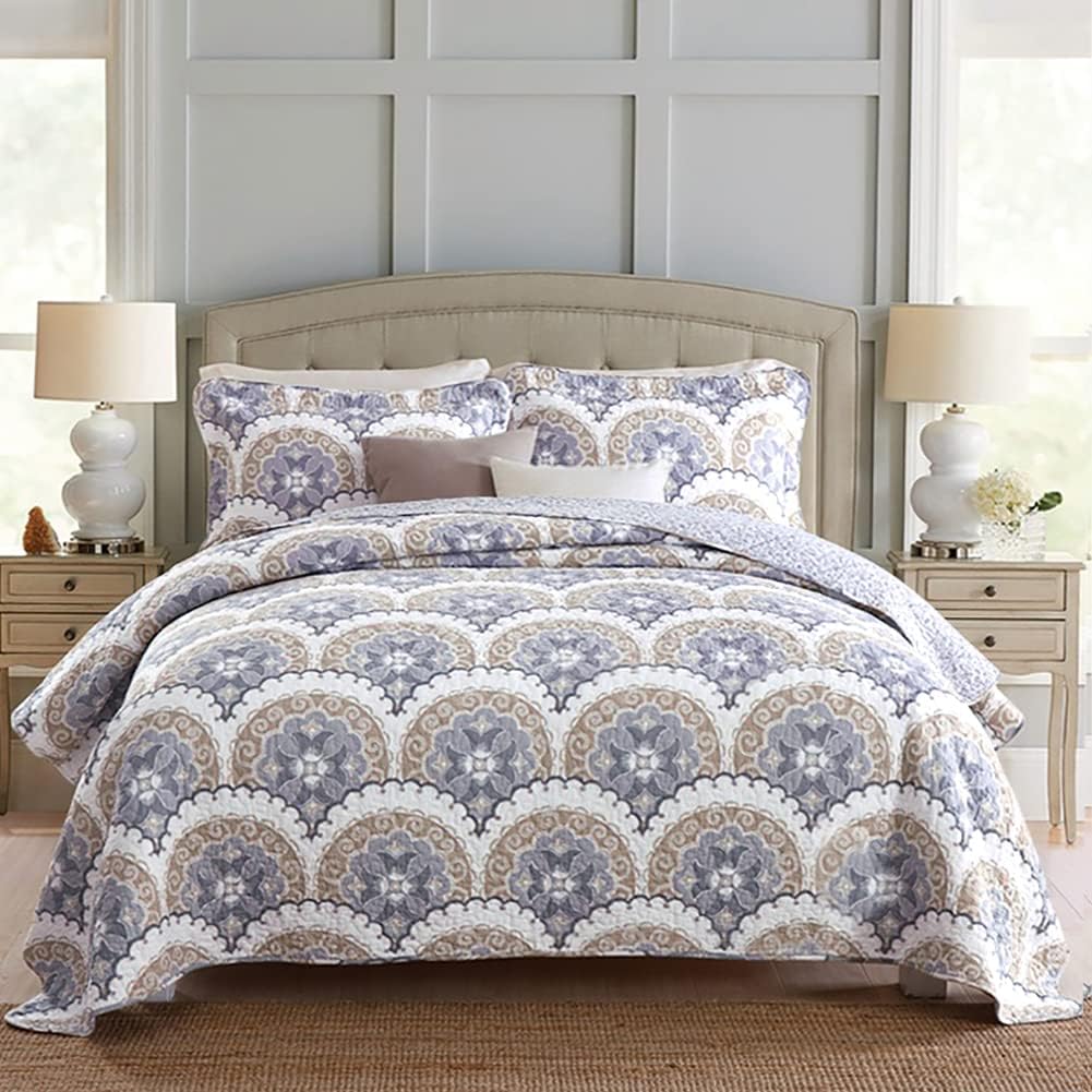 Mixinni Mandala Bedspread Quilt Set for King Size Comfort