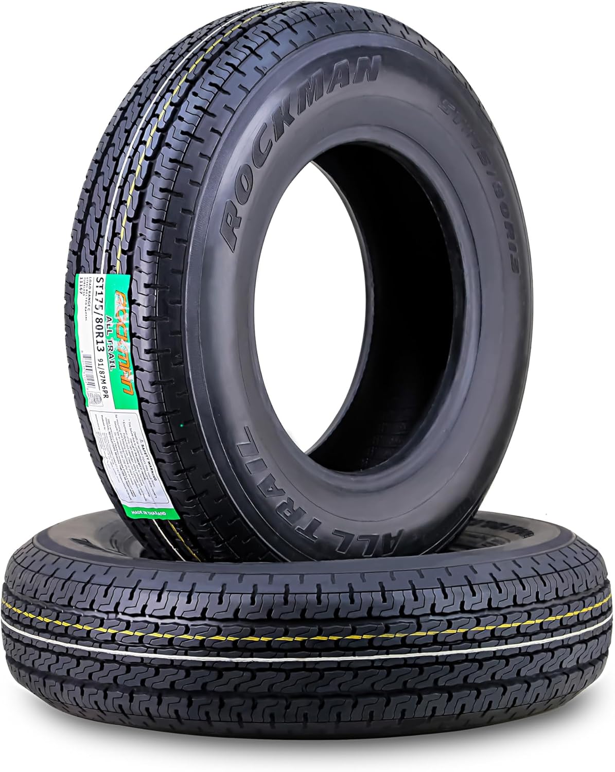 ROCKMAN Trailer Tire ST175/80R13 6-Ply Load Range C for Safety