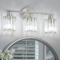 Crystal Bathroom Light Fixtures Over Mirror - Modern 3-Light Vanity