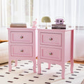Bonnlo Nightstand Set of 2 - Small Pink Bedside Tables for Dorms