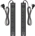 2 Pack Power Strip Surge Protector with USB C - Slim 6ft Extension