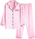 Ekouaer Women Satin Pajamas Set Classic Button Down Long Pjs Set use