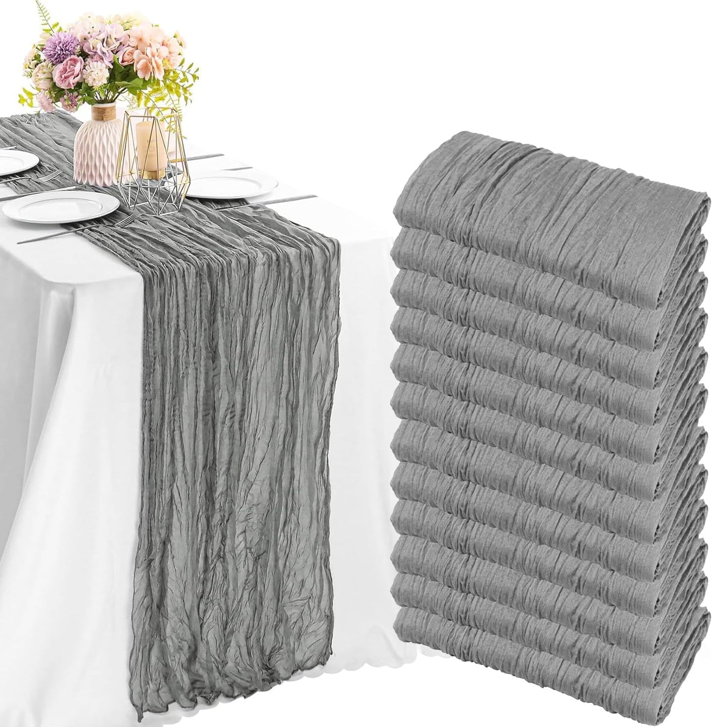 12 Pack Cheesecloth Table Runner for Elegant Party Decor