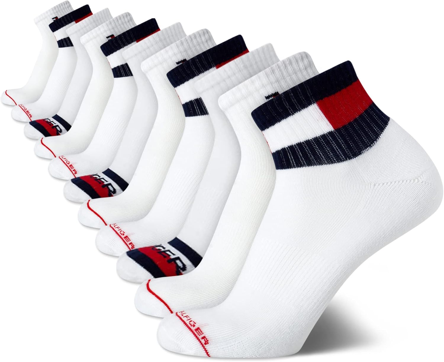 Tommy Hilfiger Mens Quarter Socks - Cushioned Performance 12 Pack