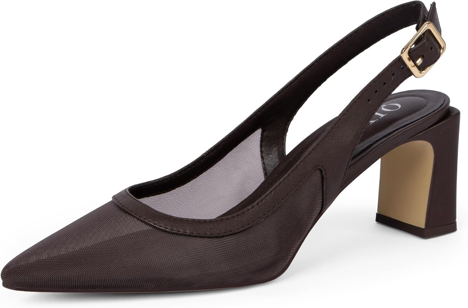 Womens Pumps Pointed Closed Toe Chunky Heel Slingback Heels
