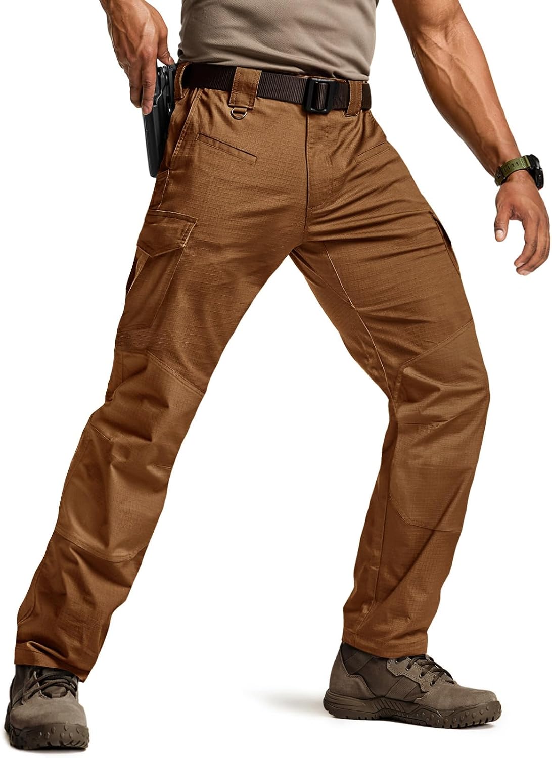 CQR Men's Flex Ripstop Tactical Pants for Outdoor Activities